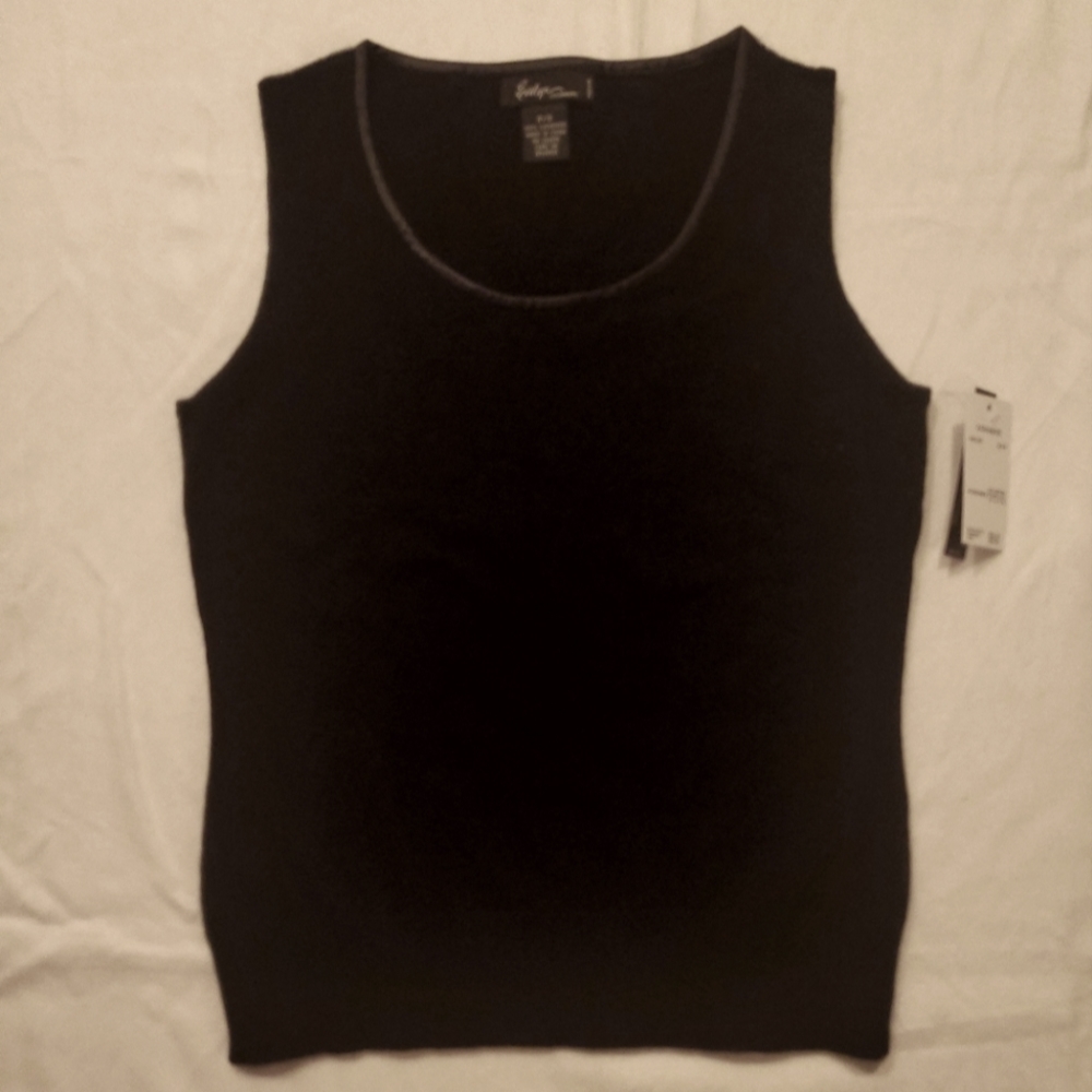 Black Cashmere Ribbed Hem Tank Size Petite Small
